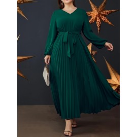 Elegant • Plus Size Women's Emerald Green Maxi Dress • Highquality Material, Non-Stretchy, Formal & Everyday, Machine Washable