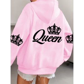 [Queen Crown Hoodie] Plus Size Women's Pink 