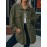 Plus Size - Plus Size - Women'S Plus Size Olive Green Bomber Jacket - Casual Long Sleeve with Pockets, Lapel Collar, Drop Shoulder Design, Perfect for Spring/Fall Commute and Daily Outings, Casual Outerwear | Relaxed Fit Jacket | Functional Pockets