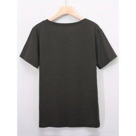 [Season Versatile] Women's Yin Yang Tree of Life Graphic T-Shirt - Short Sleeve Crew Neck, Dark Gray with Colorful Night Sky Design, Casual Summer & Spring Top, Casual Wear Top|Tree Of Life Design|Smooth Texture Shirt