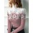 Women's Elegant Slim-Fit Long Sleeve Turtleneck Top with Floral Print - Soft Pink & White H-Line Silhouette Blouse, All-Season Machine Washable Shirt for Casual & Formal Wear