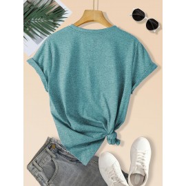 Women'S Casual Forest Print T-Shirt - Breathable Short Sleeve Crew Neck, Dopamine Design, Versatile Outdoor & Top for Spring/Summer/Fall, Forest Shirt