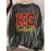 KC Football Long Sleeve Crew Neck T-Shirt - Casual, Alphabet Pattern, Regular Fit, Polyester Knit Fabric, All Seasons, No Belt, Long Sleeve, Regular Sleeve, No Chest Pad, Pullovers, Fabric Weight 180 g/m²