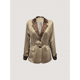 [Leopard Print Blazer] Elegant Leopard Print Blazer for Women | Sexy Beige & Brown Jacket, Machine Washable, Non-See-Through, Formal & Casual Outerwear for Business, Parties, Everyday Chic, Party Outfit, Stylish Design, Durable Fabric, Hline Silhouette