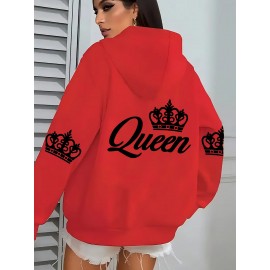 [Queen Crown Hoodie] Plus Size Women's Pink 