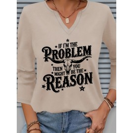 [Casual V-Neck T-Shirt] Comfortable Women's Casual V-Neck 3/4 Sleeve T-Shirt | 